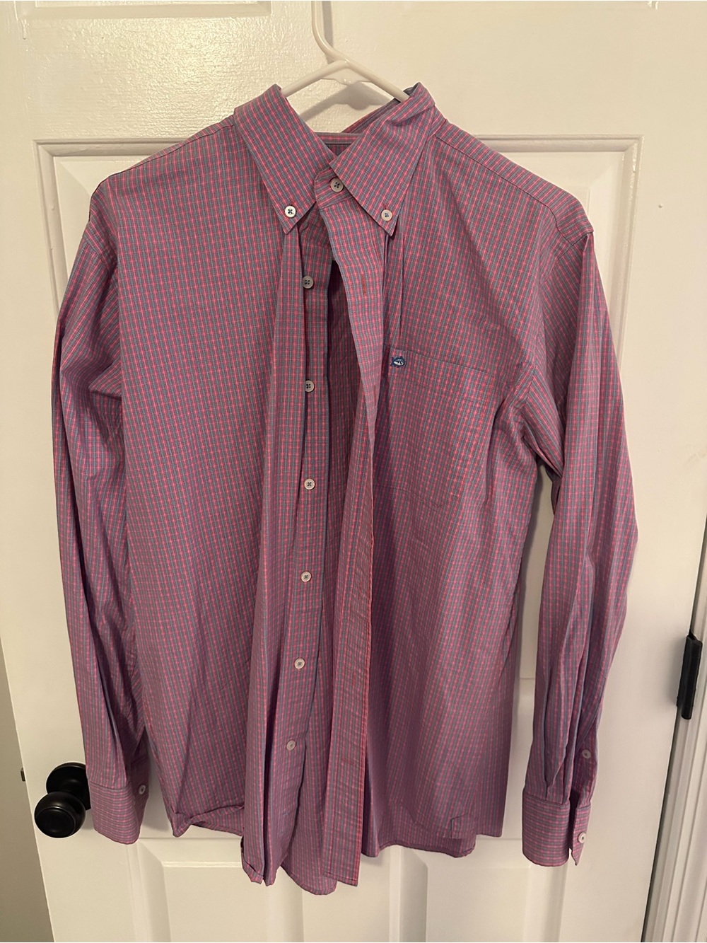 Southern Tide Men's Button-Down Shirt in Red and Blue Micro-Check